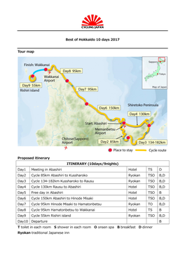 Best of Hokkaido 10 Days 2017 Tour Map Proposed