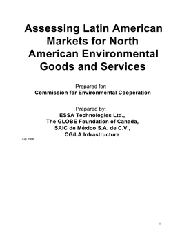 Assessing Latin American Markets for North American Environmental Goods and Services