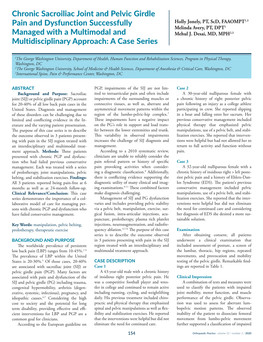 Chronic Sacroiliac Joint and Pelvic Girdle Pain and Dysfunction