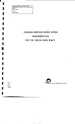 Canadian Heritage Rivers System Management Plan for the Thelon River, N.W.T