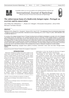 The Subterranean Fauna of a Biodiversity Hotspot Region-Portugal: an Overview and Its Conservation