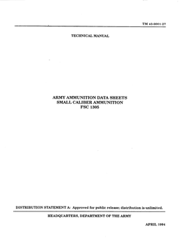 US Army Ammunition Data Sheets