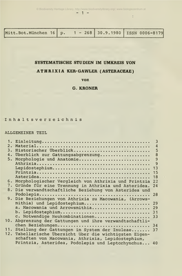 Systematische Studien Im Umkreis Von Athrixia Ker-Gawler (Asteraceae)