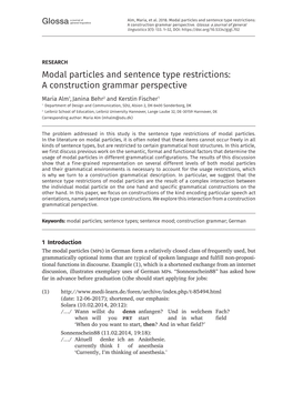 Modal Particles and Sentence Type Restrictions: a Construction Grammar