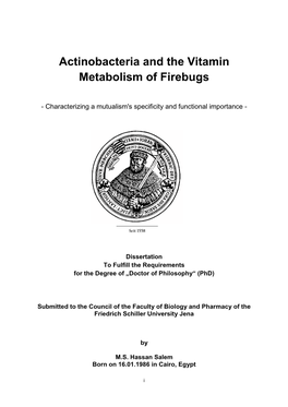 Actinobacteria and the Vitamin Metabolism of Firebugs