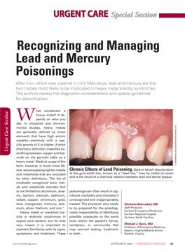 Recognizing and Managing Lead and Mercury Poisonings