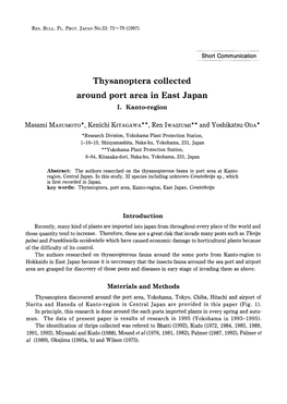 Thysanoptera Collected Around Port Area in East Japan I