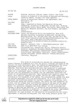 Schools on Probation in the States of Maryland and Kentucky. Technical Report