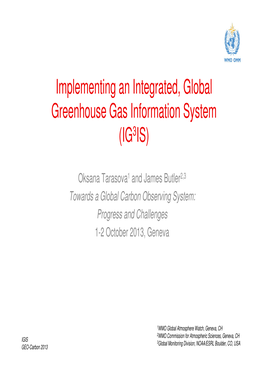 Implementing an Integrated, Global Greenhouse Gas Information System (IG 3IS)