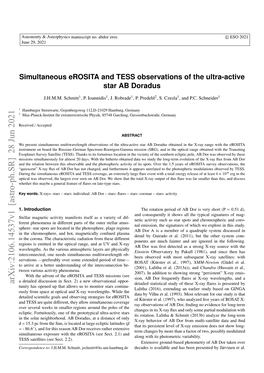 Simultaneous Erosita and TESS Observations of the Ultra-Active Star AB Doradus