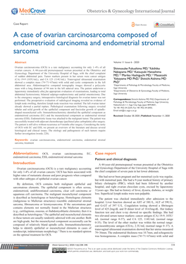 A Case of Ovarian Carcinosarcoma Composed of Endometrioid Carcinoma and Endometrial Stromal Sarcoma