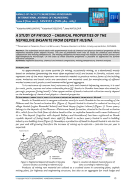 Chemical Properties of the Nepheline Basanite from Deposit Husiná