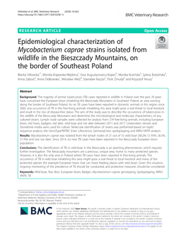 Epidemiological Characterization of Mycobacterium Caprae Strains