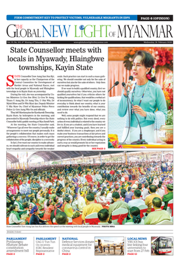 State Counsellor Meets with Locals in Myawady, Hlaingbwe Townships, Kayin State