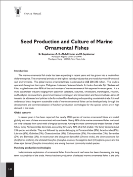 Seed Production and Culture of Marine Ornamental Fishes G