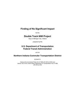 Finding of No Significant Impact Double Track NWI Project