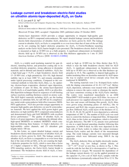 Leakage Current and Breakdown Electric-Field Studies on Ultrathin