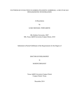 Patterns of Evolution in Gobies (Teleostei: Gobiidae): a Multi-Scale Phylogenetic Investigation
