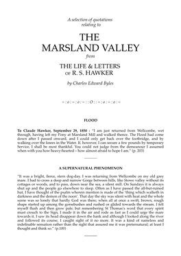 THE MARSLAND VALLEY from the LIFE & LETTERS of R