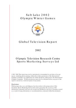 Salt Lake 2002 Olympic Winter Games Global Television Report