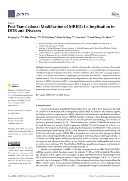 Post-Translational Modification of MRE11: Its Implication in DDR And