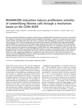 ERK Interaction Induces Proliferative Activities of Cementifying Fibroma