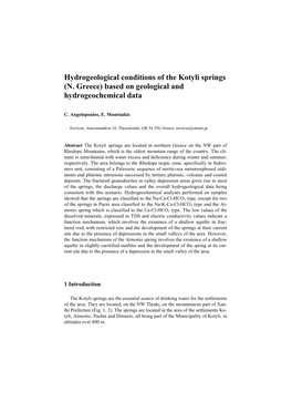 Hydrogeological Conditions of the Kotyli Springs (N