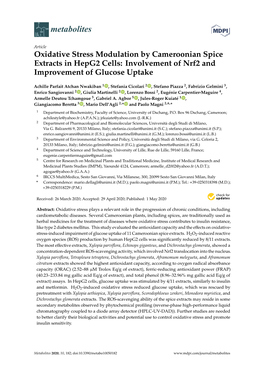 Oxidative Stress Modulation by Cameroonian Spice Extracts in Hepg2 Cells: Involvement of Nrf2 and Improvement of Glucose Uptake