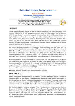 Analysis of Ground Water Resources