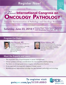 ONCOLOGY PATHOLOGY™ Towards Harmonization of Pathology and Oncology Standards