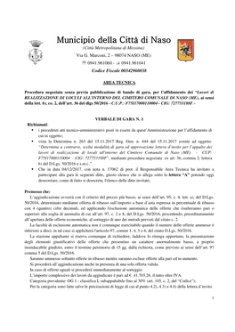 Municipio Della Città Di Naso (Città Metropolitana Di Messina) Via G