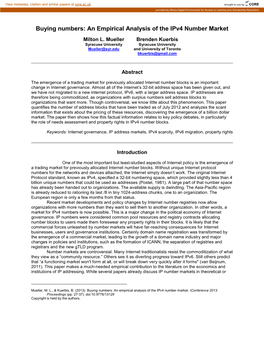 An Empirical Analysis of the Ipv4 Number Market