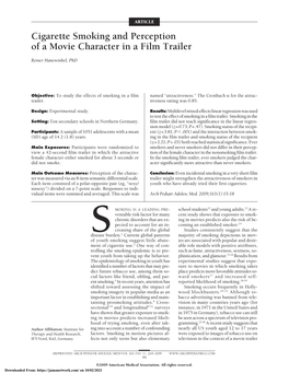 Cigarette Smoking and Perception of a Movie Character in a Film Trailer