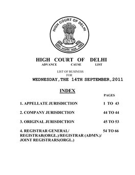 High Court of Delhi Advance Cause List