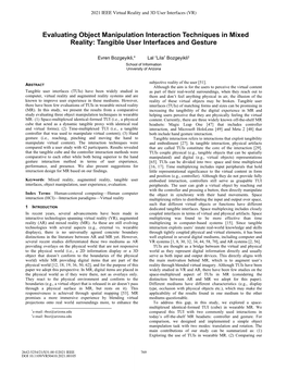 Evaluating Object Manipulation Interaction Techniques in Mixed Reality: Tangible User Interfaces and Gesture