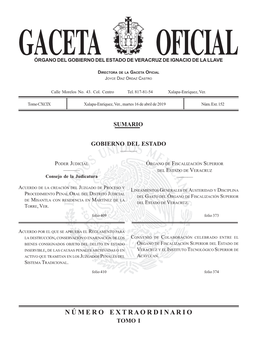 Gaceta Oficial Órgano Del Gobierno Del Estado De Veracruz De Ignacio De La Llave