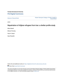 Repatriation of Afghan Refugees from Iran: a Shelter Profile Study