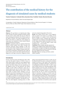 The Contribution of the Medical History for the Diagnosis of Simulated Cases by Medical Students