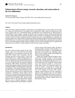 Enhancement of Forest Canopy Research, Education, and Conservation in the New Millennium