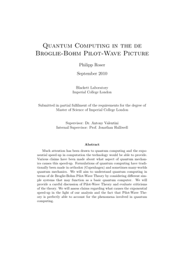 Quantum Computing in the De Broglie-Bohm Pilot-Wave Picture