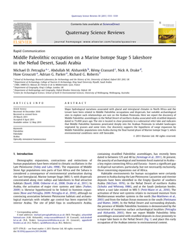 Middle Paleolithic Occupation on a Marine Isotope Stage 5 Lakeshore in the Nefud Desert, Saudi Arabia