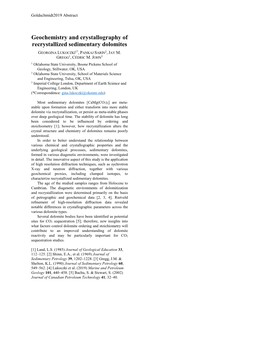 Geochemistry and Crystallography of Recrystallized Sedimentary Dolomites