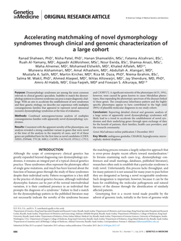 Accelerating Matchmaking of Novel Dysmorphology Syndromes Through Clinical and Genomic Characterization of a Large Cohort