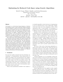 Optimizing for Reduced Code Space Using Genetic Algorithms