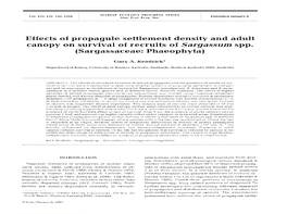 Effects of Propagule Settlement Density and Adult Canopy on Survival of Recruits of Sargassum Spp. (Sargassaceae: Phaeophyta)