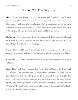 Section 2.6. Even Subgraphs