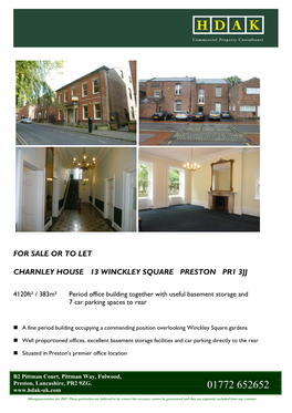 For Sale Or to Let Charnley House 13 Winckley Square Preston Pr1