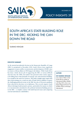 South Africa's STATE-Building ROLE in THE