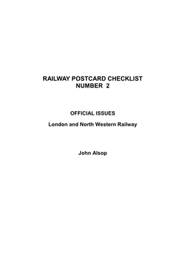 Railway Postcard Checklist Number 2