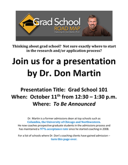 Join Us for a Presentation by Dr. Don Martin